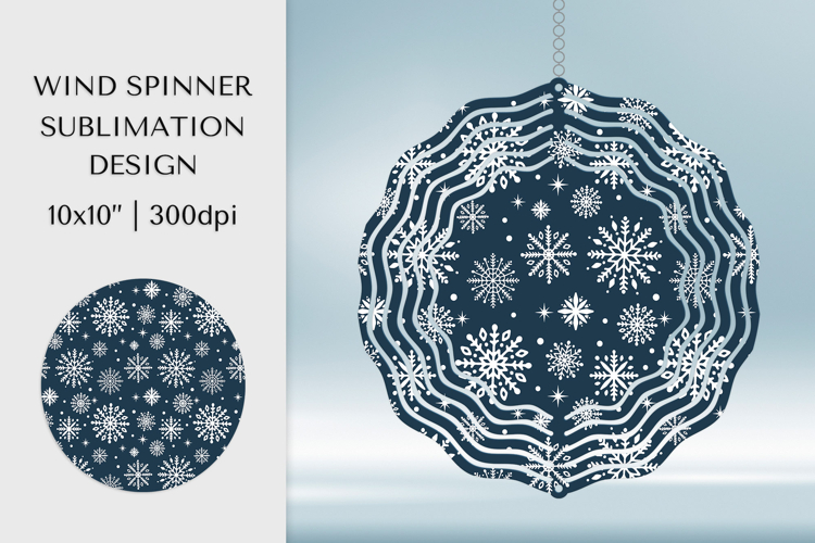 Winter Wind Spinner Sublimation. Snowflake Spinner Design 10
