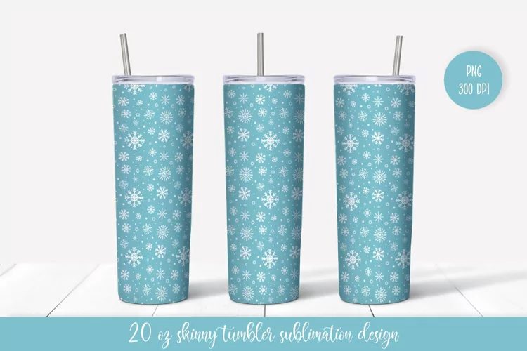 Winter tumbler sublimation design. Ice blue tumbler wrap