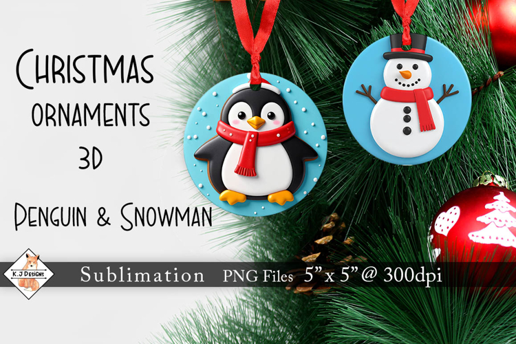 Penguin & snowman 3D Christmas Cookie Ornaments