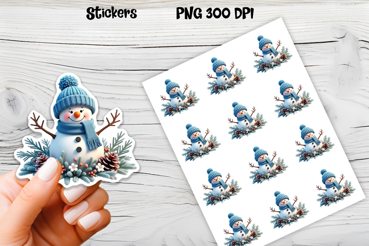 Christmas snowman stickers | Printable Christmas sticker  