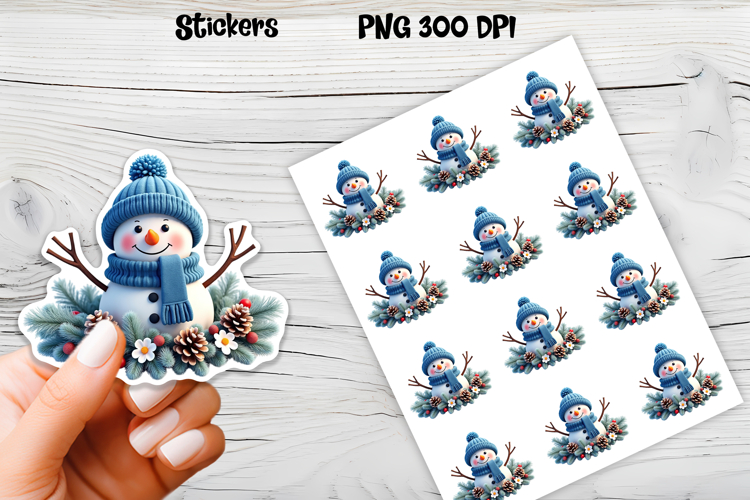 Christmas snowman stickers | Printable Christmas sticker  