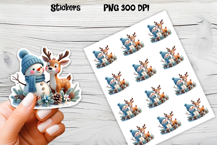 Christmas snowman stickers | Printable Christmas sticker  