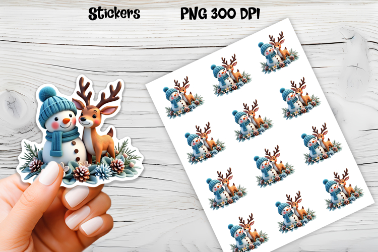 Christmas snowman stickers | Printable Christmas sticker  