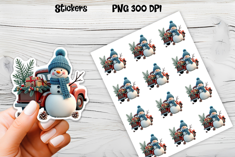 Christmas snowman stickers | Printable Christmas sticker  