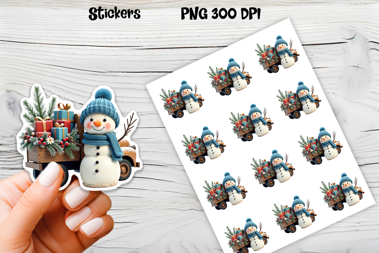 Christmas snowman stickers | Printable Christmas sticker  