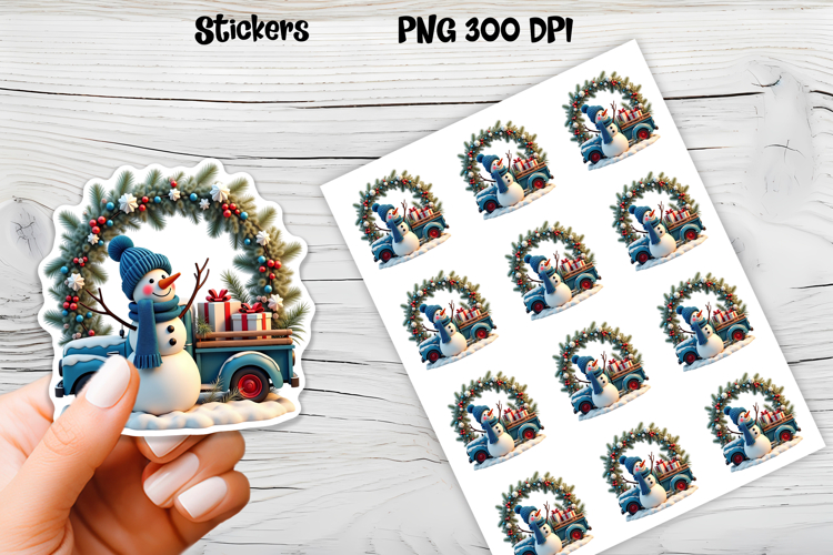 Christmas snowman stickers | Printable Christmas sticker  