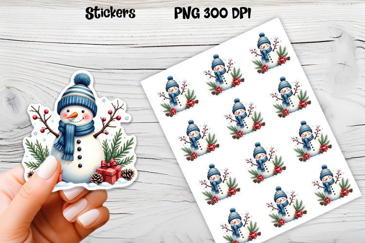 Christmas snowman stickers | Printable Christmas sticker  