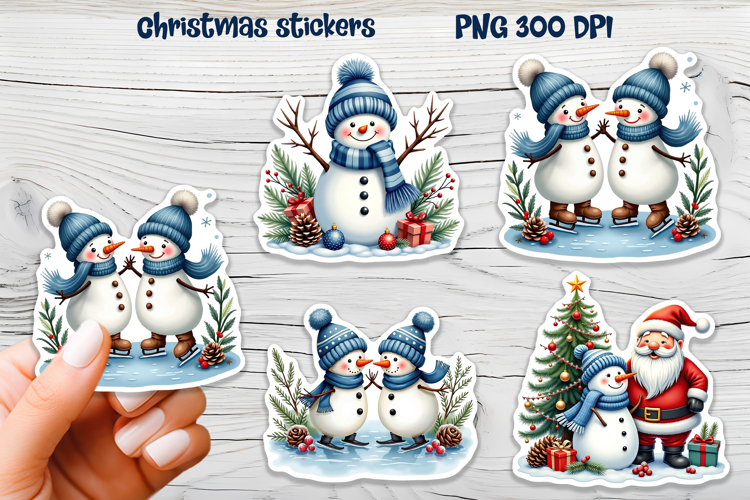 Christmas snowman stickers | Printable Christmas sticker  