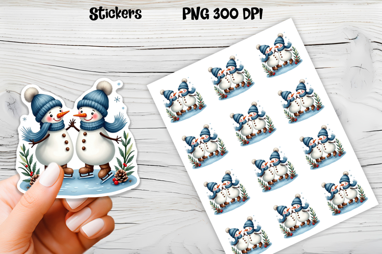 Christmas snowman stickers | Printable Christmas sticker  