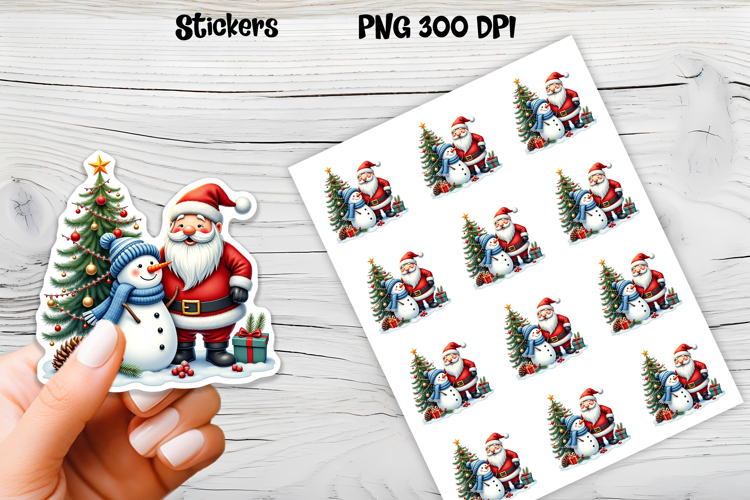 Christmas snowman stickers | Printable Christmas sticker  
