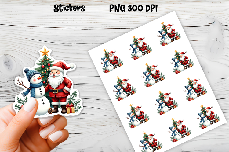 Christmas snowman stickers | Printable Christmas sticker  