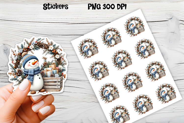 Christmas snowman stickers | Printable Christmas sticker  