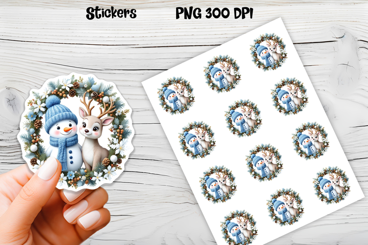 Christmas snowman stickers | Printable Christmas sticker  