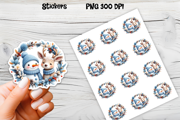 Christmas snowman stickers | Printable Christmas sticker  