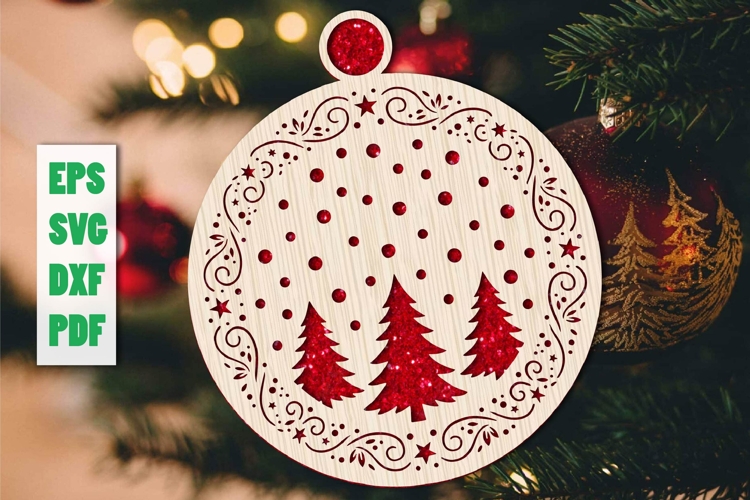 Snowy Christmas Tree Ornament SVG Laser Cut Design File