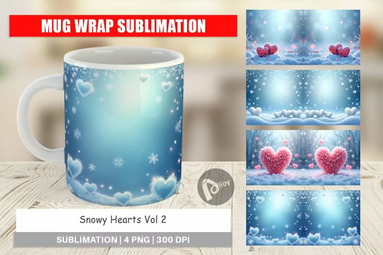 Mug Wrap Snow Hearts