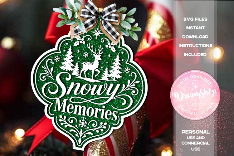 Snowy Memories Deer Christmas Ornament SVG