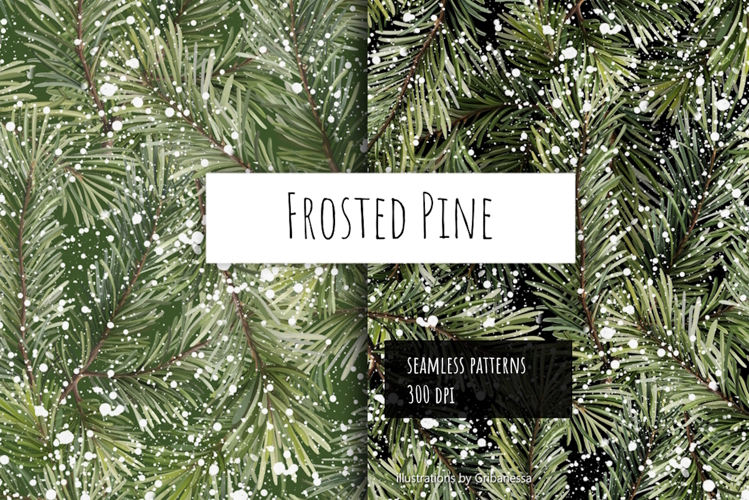Winter Pine Branches Seamless Patterns