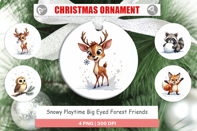 Snowy Playtime Forest Ornament