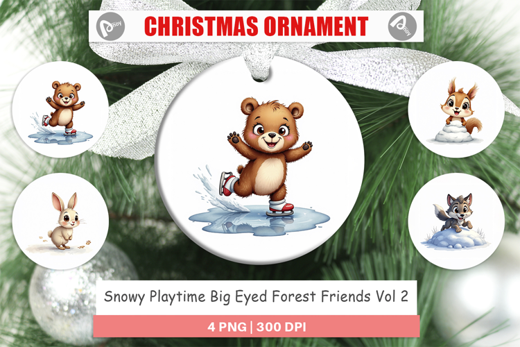 Snowy Playtime Forest Ornament