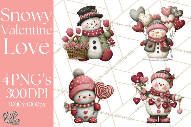 Valentine Snowman Clipart PNG