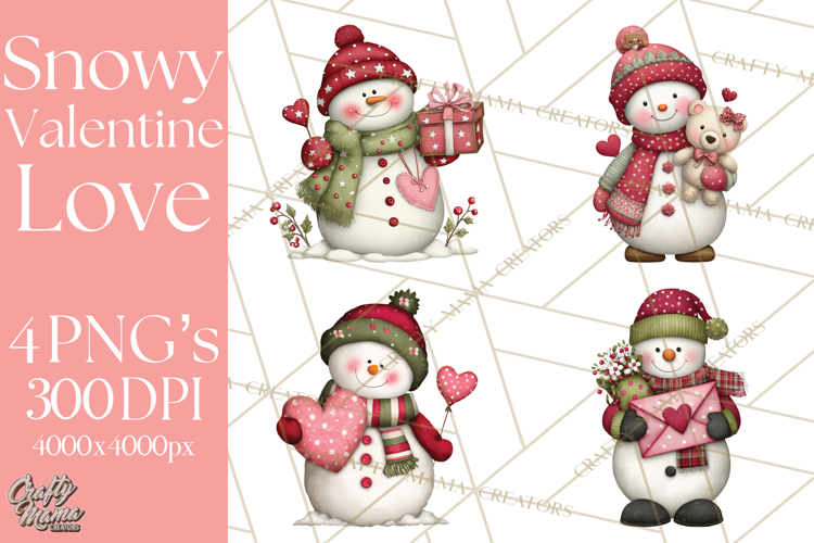 Valentine Snowman Clipart PNG