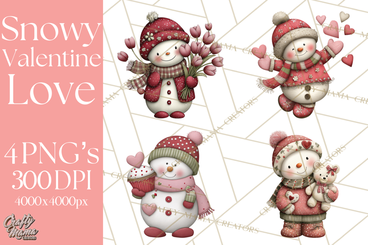 Valentine Snowman Clipart PNG