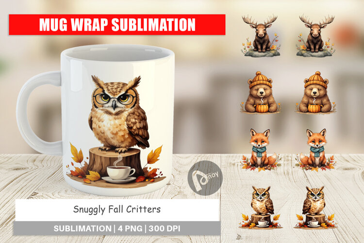 Mug Wrap Snuggly Fall Critters example image 1