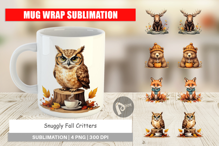 Mug Wrap Snuggly Fall Critters