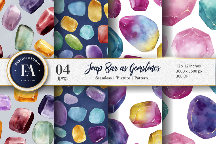 Hand-Painted Gemstone Soap Bars Artwork Digital Paper