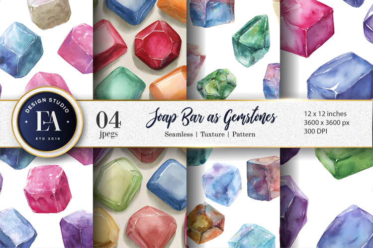 Hand-Painted Gemstone Soap Bars Artwork Digital Paper