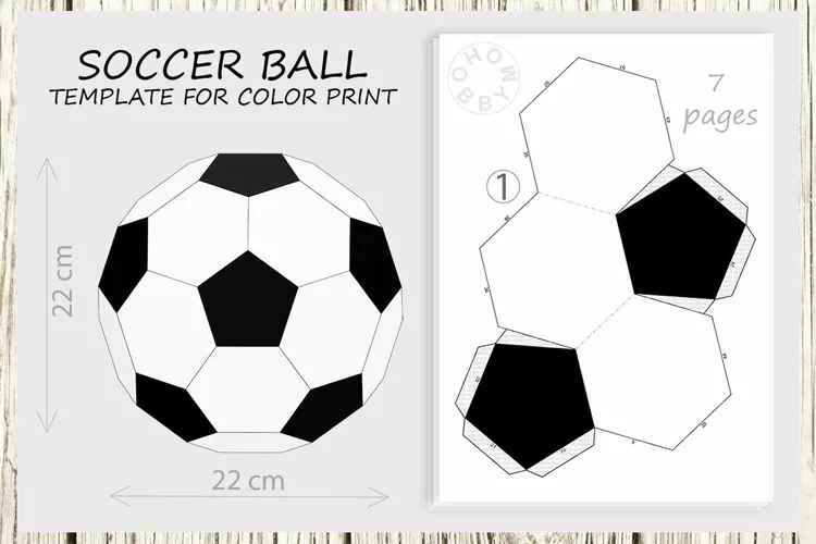 DIY Paper Soccer Ball for color print 3D Papercraft PDF