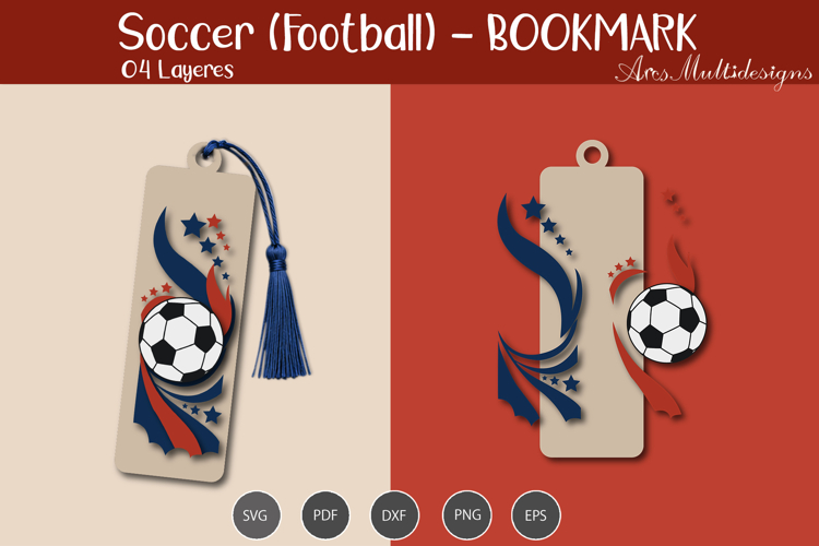 Soccer Bookmark / Football Bookmark SVG