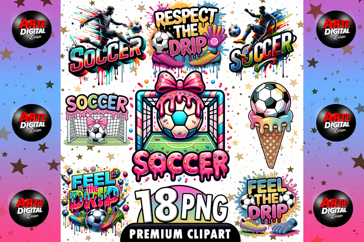 Soccer Ice Cream Drip PNG
