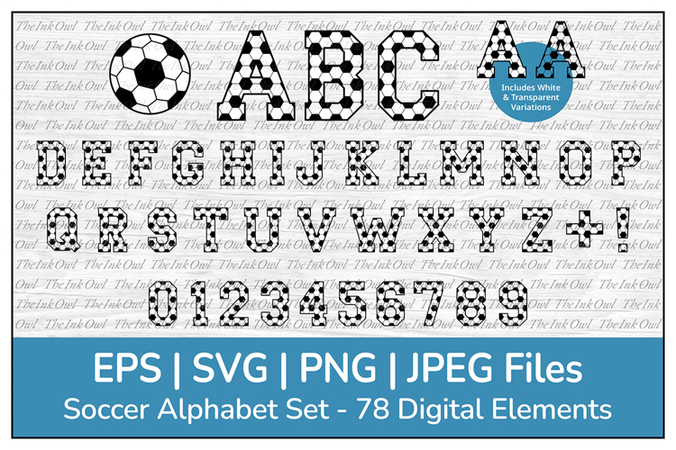 Soccer Ball Alphabet Letters and Numbers Vector Clipart