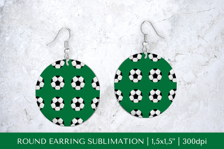 Soccer balls round earrings sublimation design PNG 019