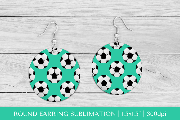 Soccer balls round earrings sublimation design PNG 020
