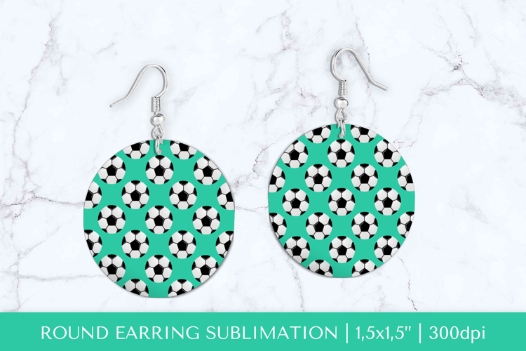 Soccer balls round earrings sublimation design PNG 021