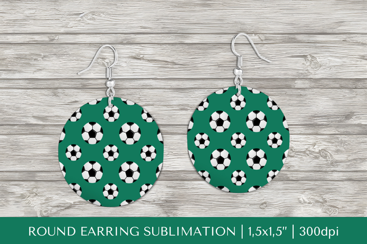 Soccer balls round earrings sublimation design PNG 022