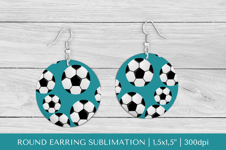 Soccer balls round earrings sublimation design PNG 023