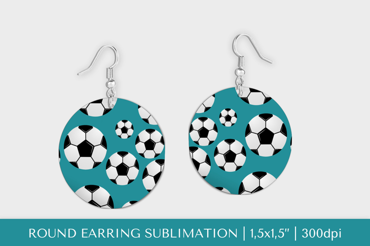 Soccer balls round earrings sublimation design PNG 024