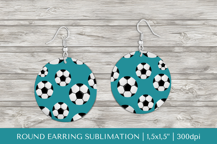 Soccer balls round earrings sublimation design PNG 025 Creat