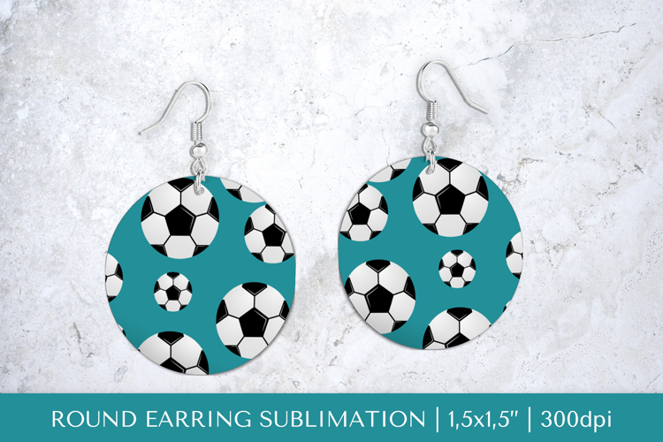 Soccer balls round earrings sublimation design PNG 028