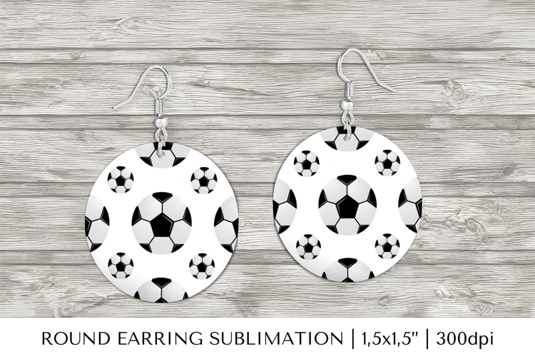 Soccer balls round earrings sublimation design PNG 29
