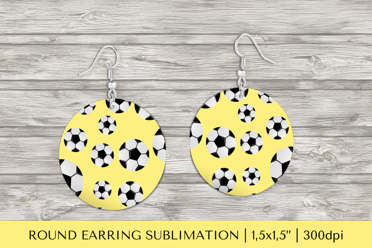Soccer balls round earrings sublimation design PNG 30