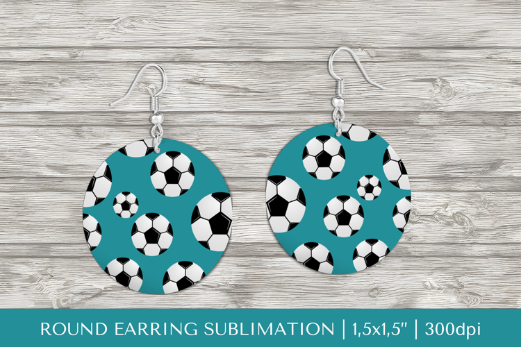 Soccer balls round earrings sublimation design PNG 31