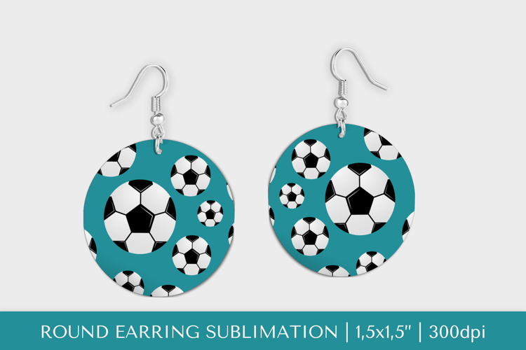 Soccer balls round earrings sublimation design PNG 34