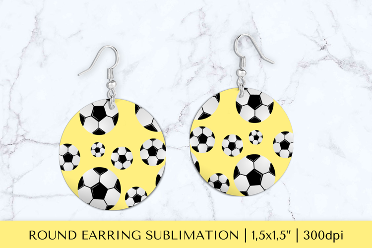 Soccer balls round earrings sublimation design PNG 35