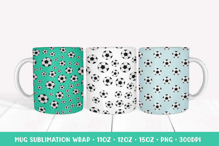 Soccer Balls Mug Sublimation Designs. Sports Mug Wrap PNG 14