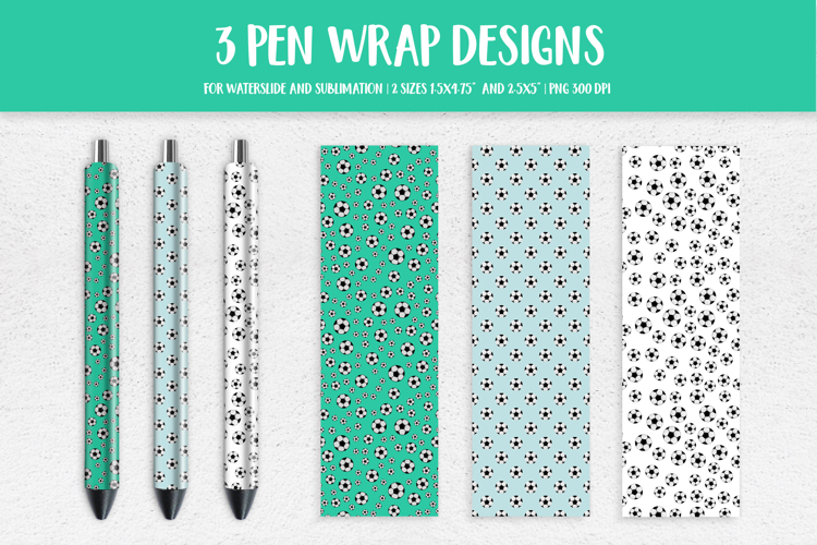 Soccer Balls Epoxy Pen Wrap Sublimation or Waterslide PNG 14